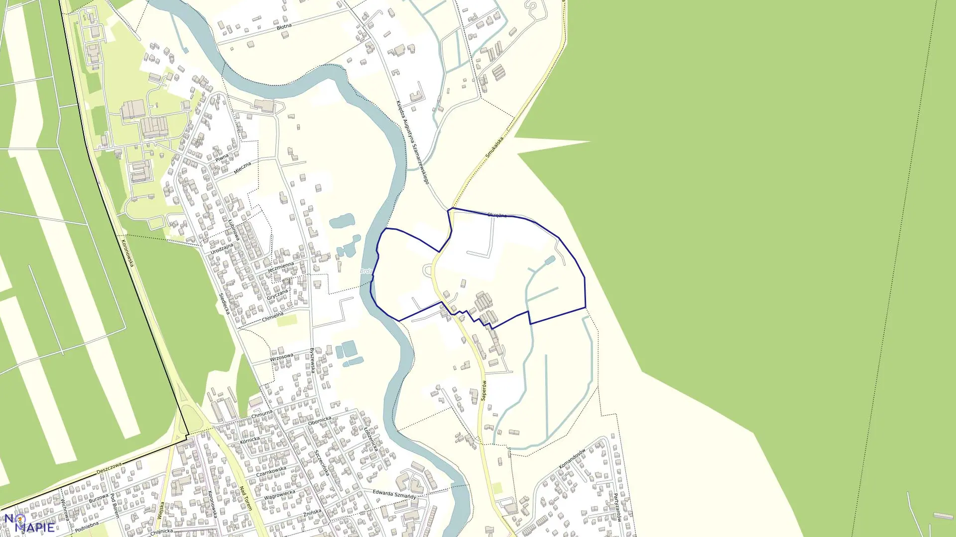 Mapa obrębu 0015 w mieście Bydgoszcz