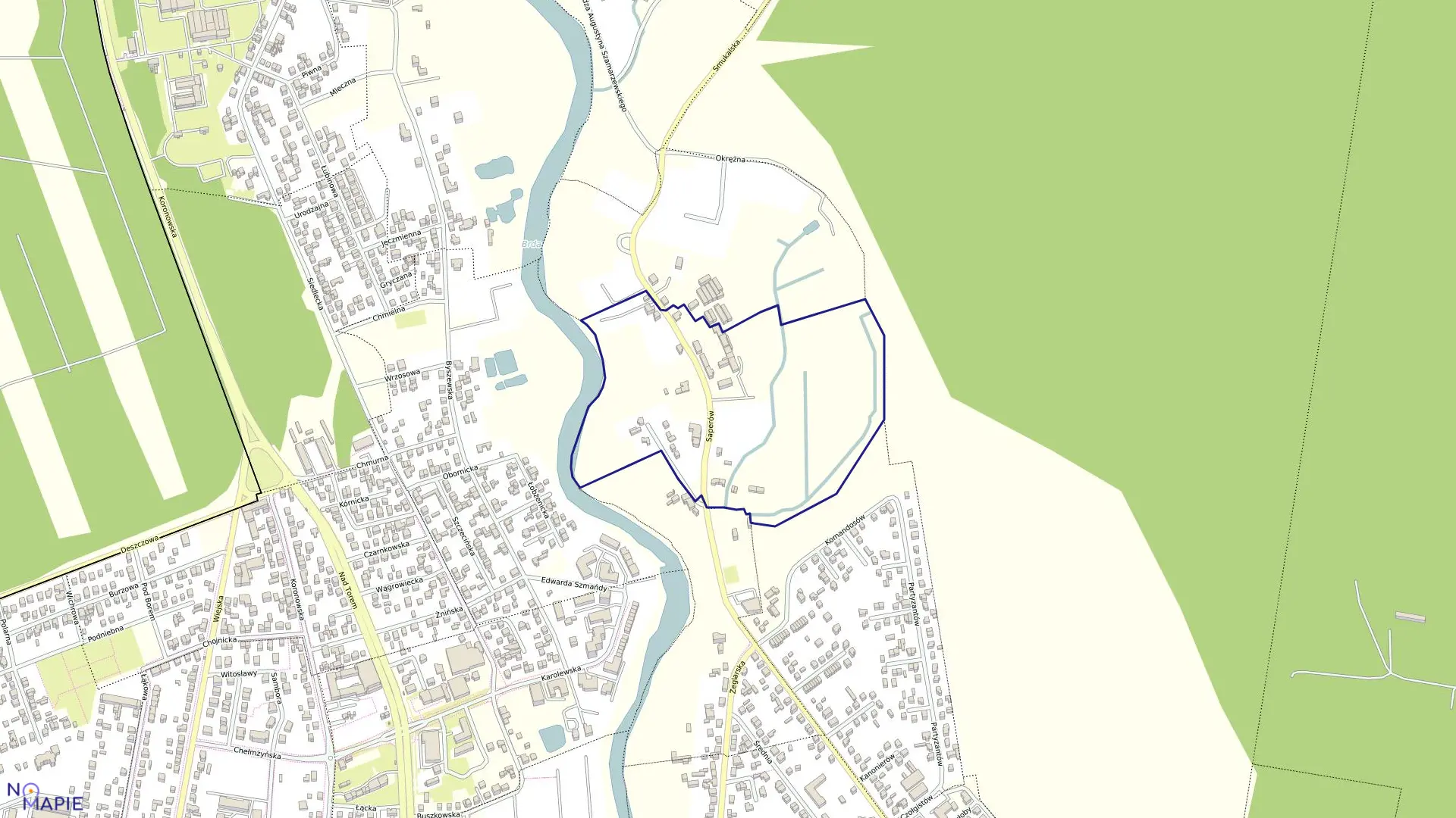 Mapa obrębu 0016 w mieście Bydgoszcz