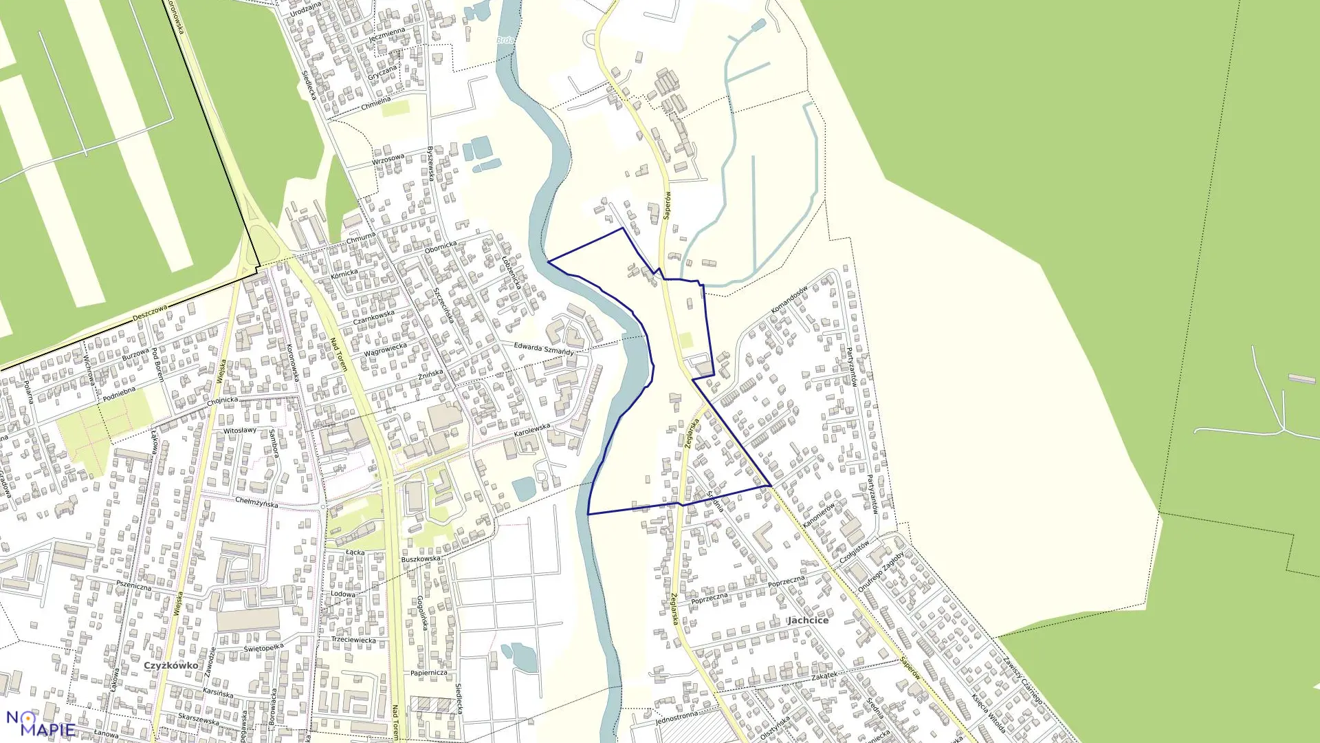 Mapa obrębu 0020 w mieście Bydgoszcz