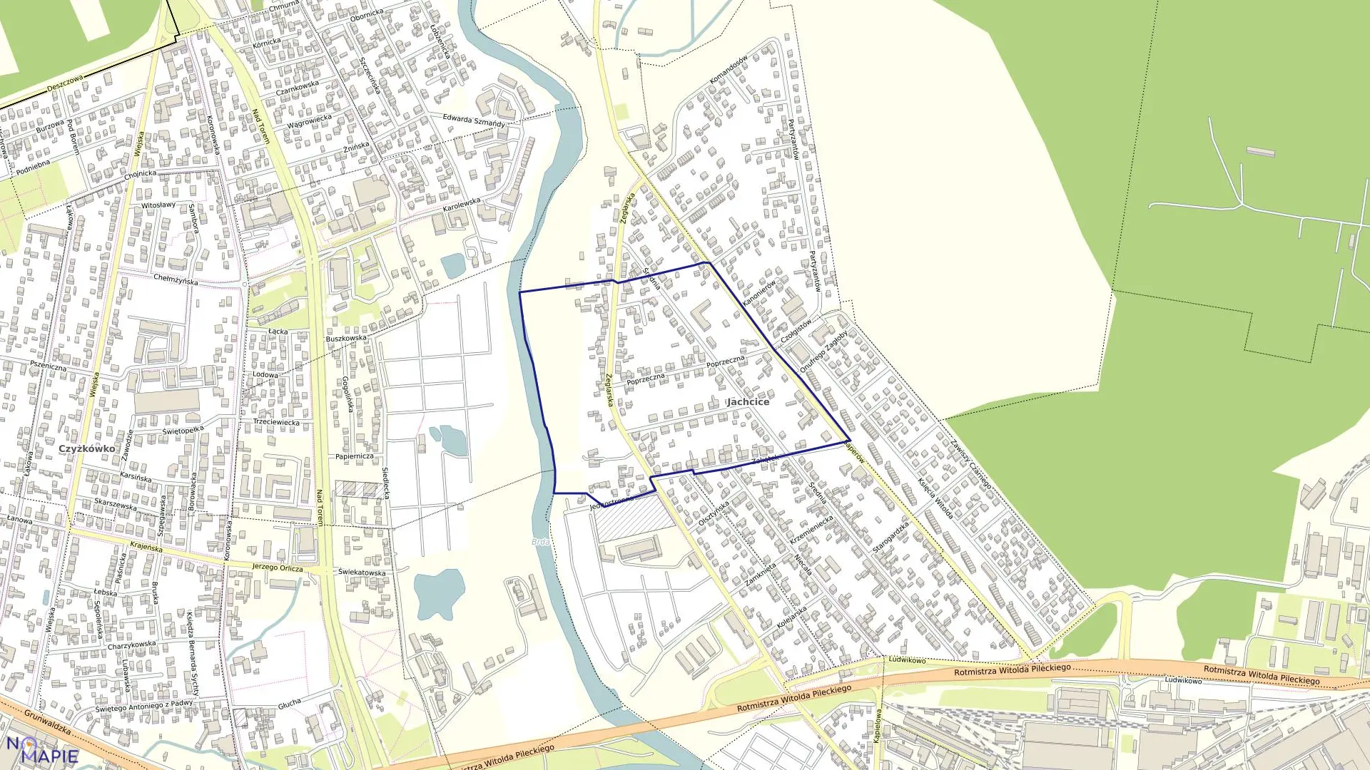 Mapa obrębu 0022 w mieście Bydgoszcz