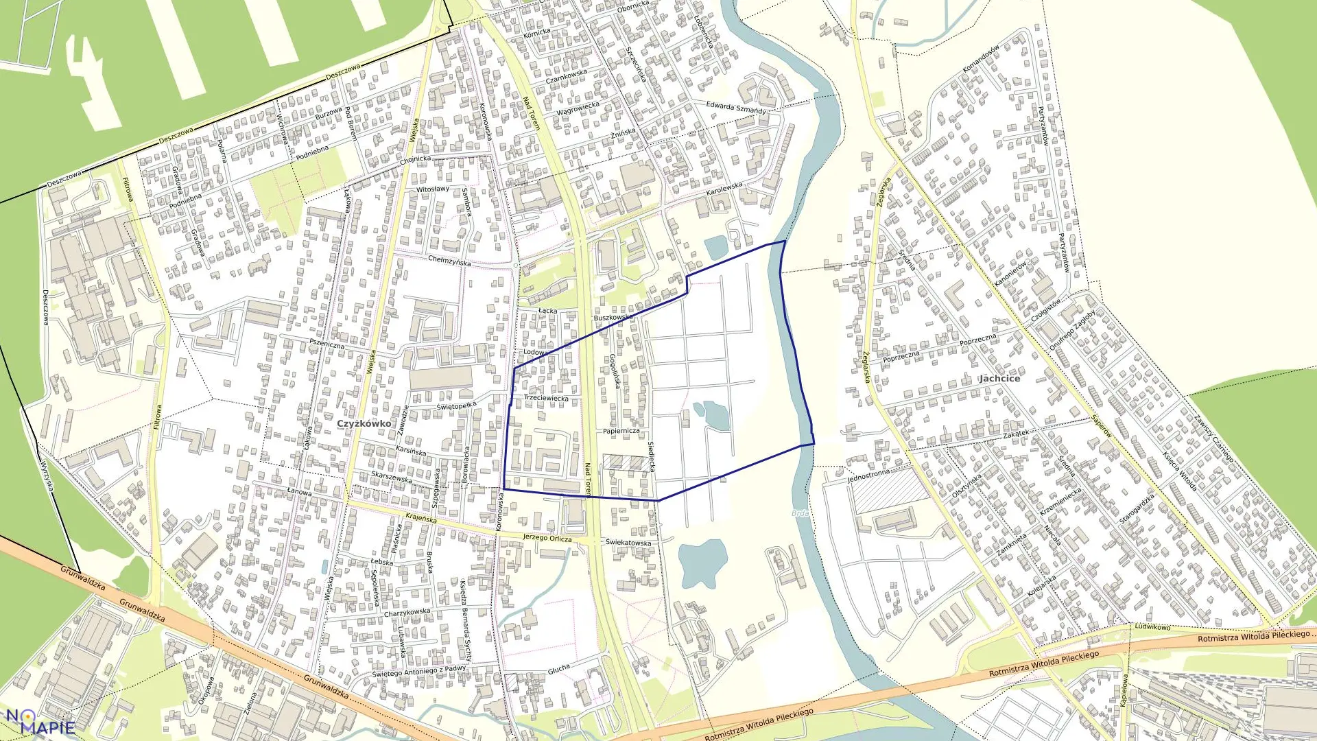 Mapa obrębu 0025 w mieście Bydgoszcz