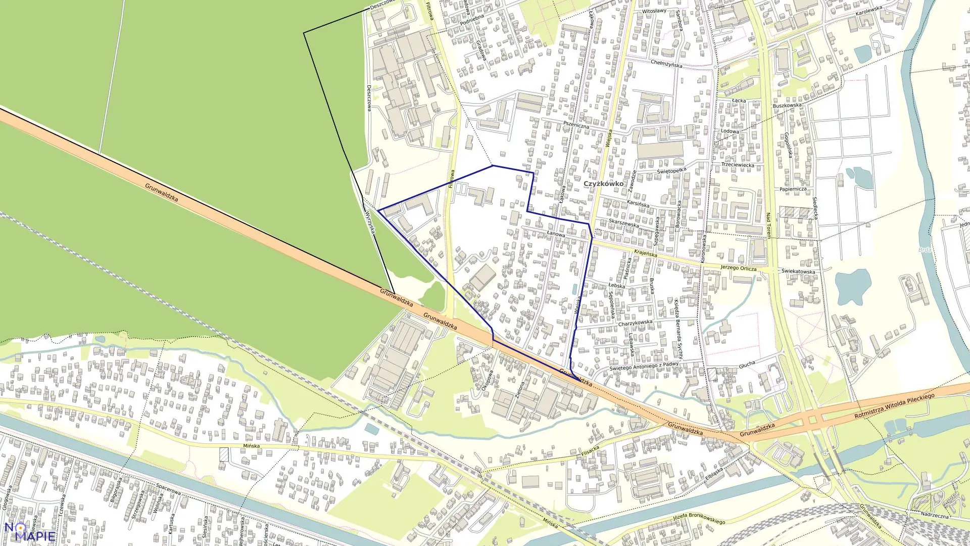 Mapa obrębu 0028 w mieście Bydgoszcz