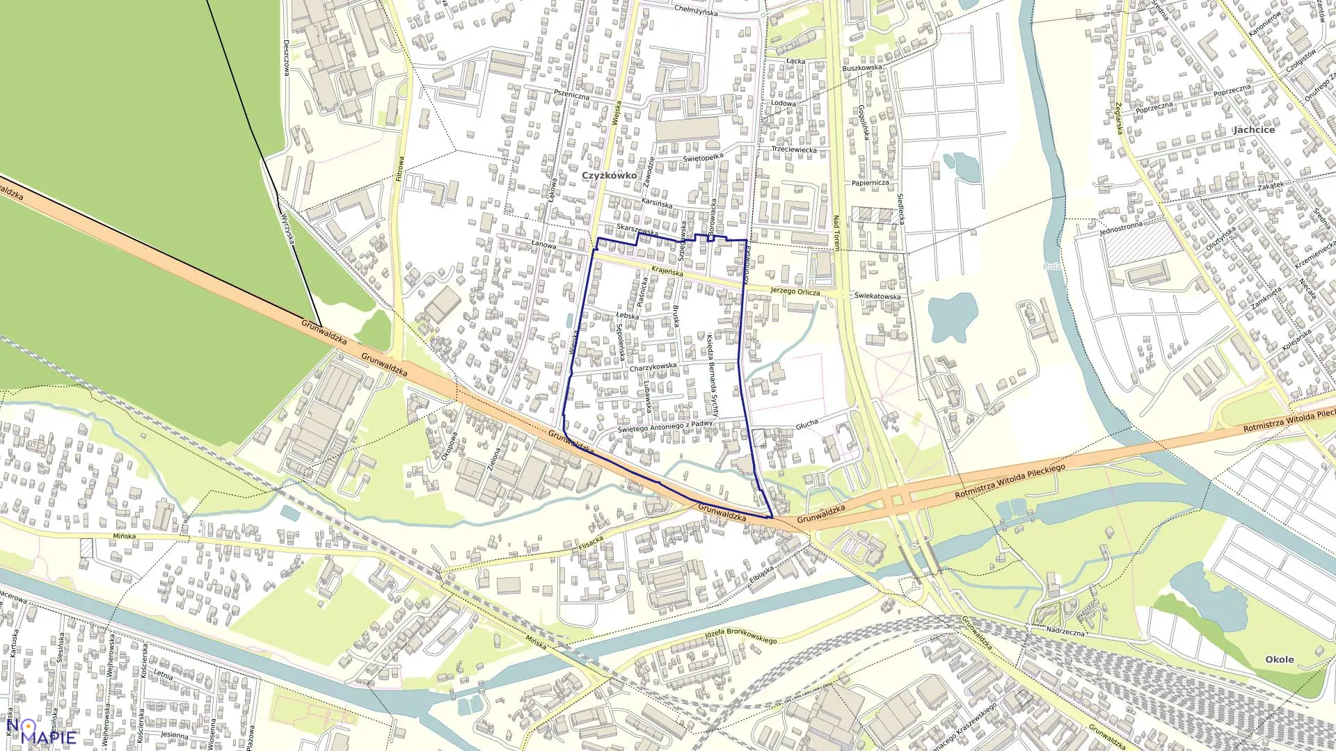 Mapa obrębu 0029 w mieście Bydgoszcz