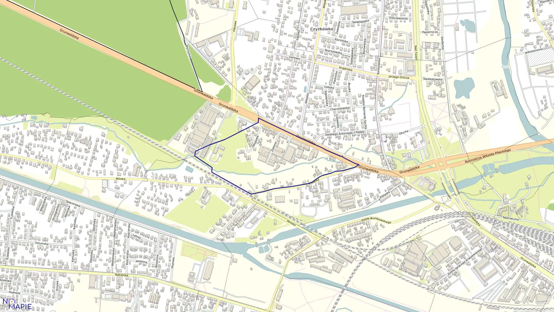 Mapa obrębu 0031 w mieście Bydgoszcz