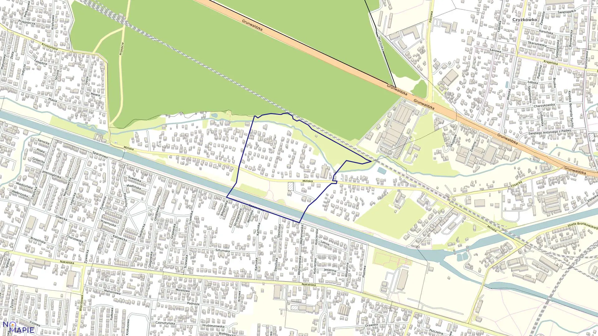 Mapa obrębu 0033 w mieście Bydgoszcz