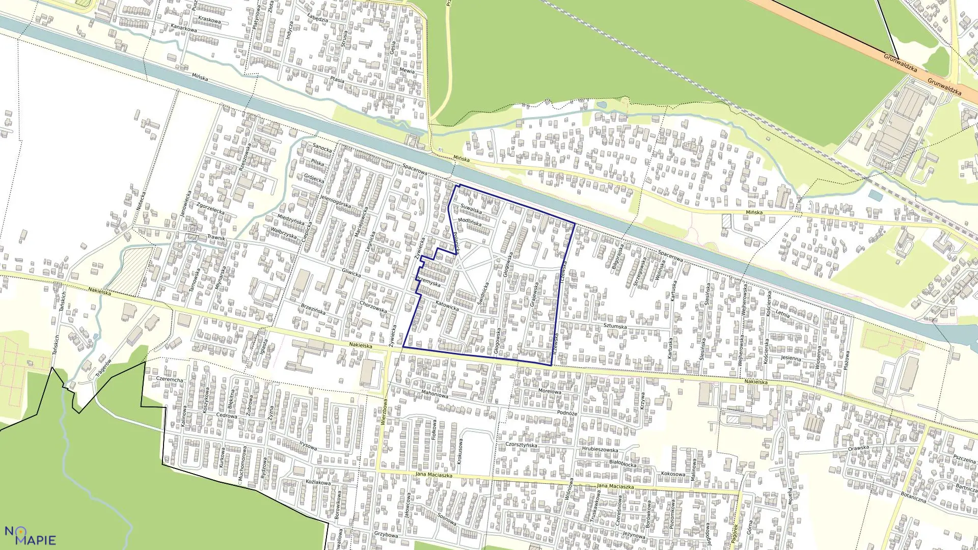 Mapa obrębu 0036 w mieście Bydgoszcz