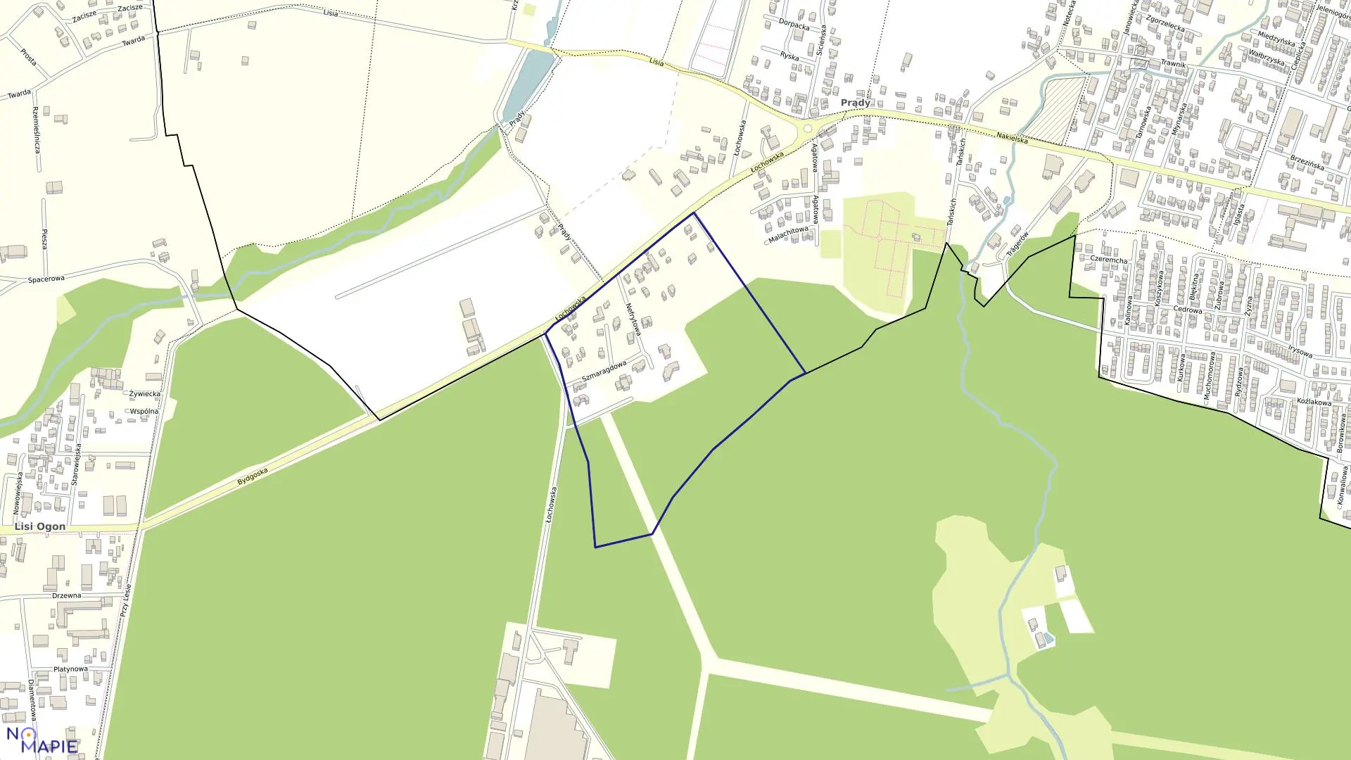 Mapa obrębu 0037 w mieście Bydgoszcz