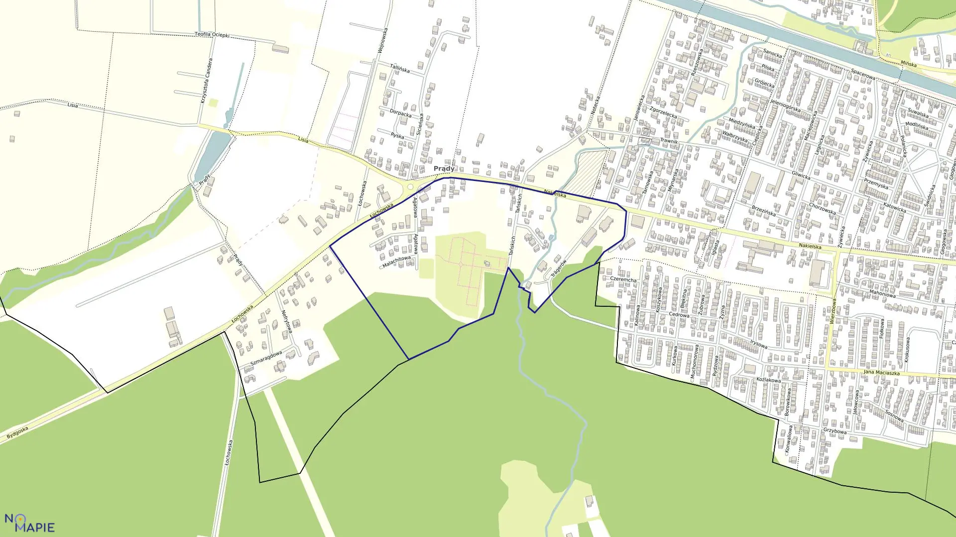 Mapa obrębu 0038 w mieście Bydgoszcz