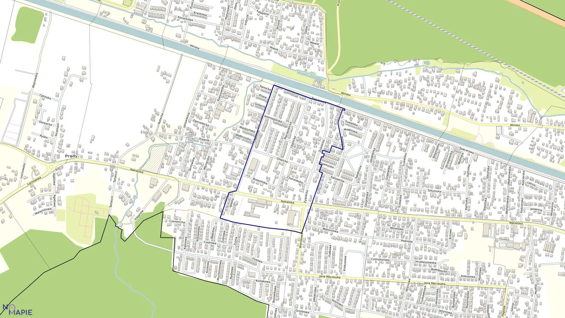 Mapa obrębu 0042 w mieście Bydgoszcz