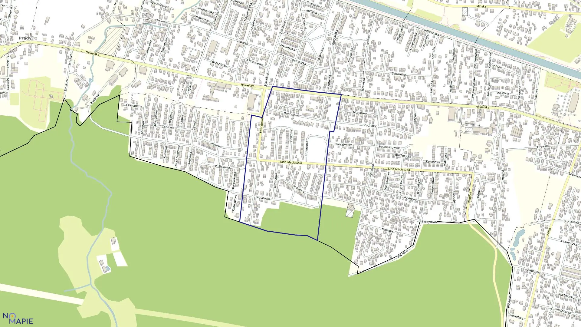 Mapa obrębu 0044 w mieście Bydgoszcz