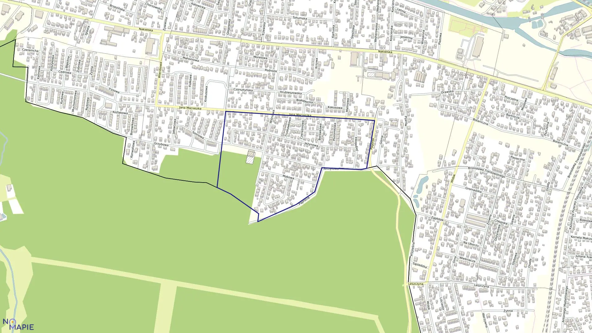 Mapa obrębu 0046 w mieście Bydgoszcz