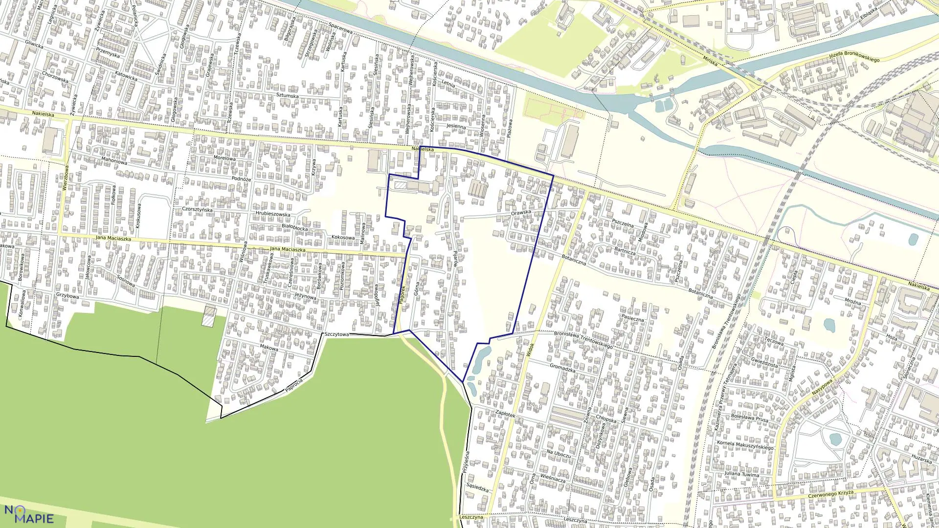 Mapa obrębu 0047 w mieście Bydgoszcz