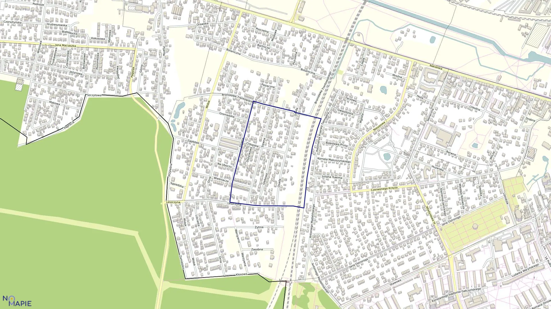 Mapa obrębu 0052 w mieście Bydgoszcz