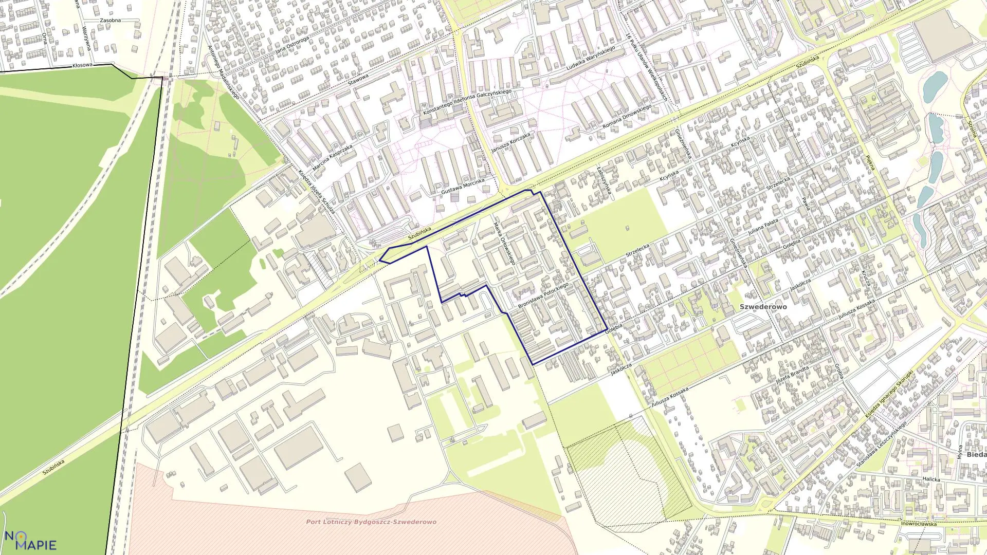 Mapa obrębu 0073 w mieście Bydgoszcz