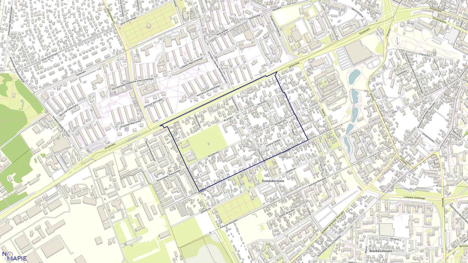 Mapa obrębu 0074 w mieście Bydgoszcz