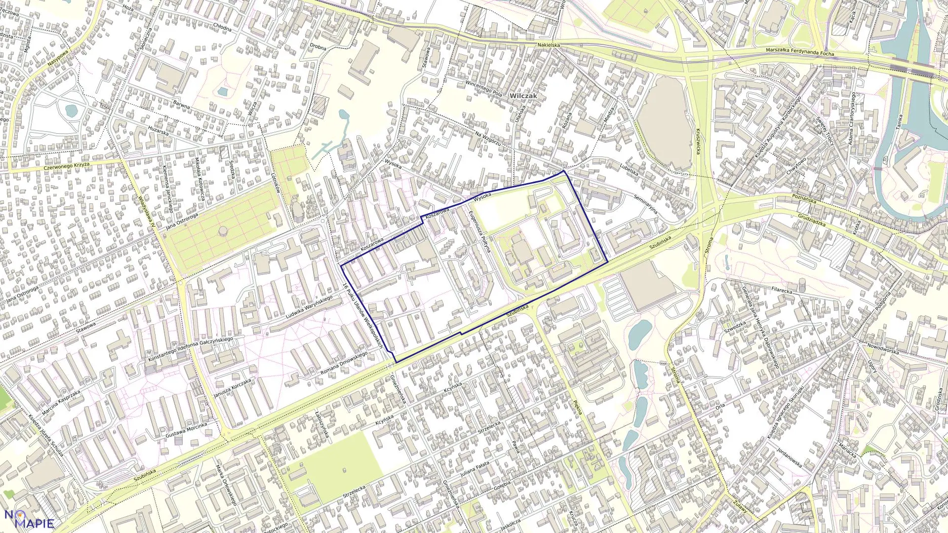 Mapa obrębu 0075 w mieście Bydgoszcz