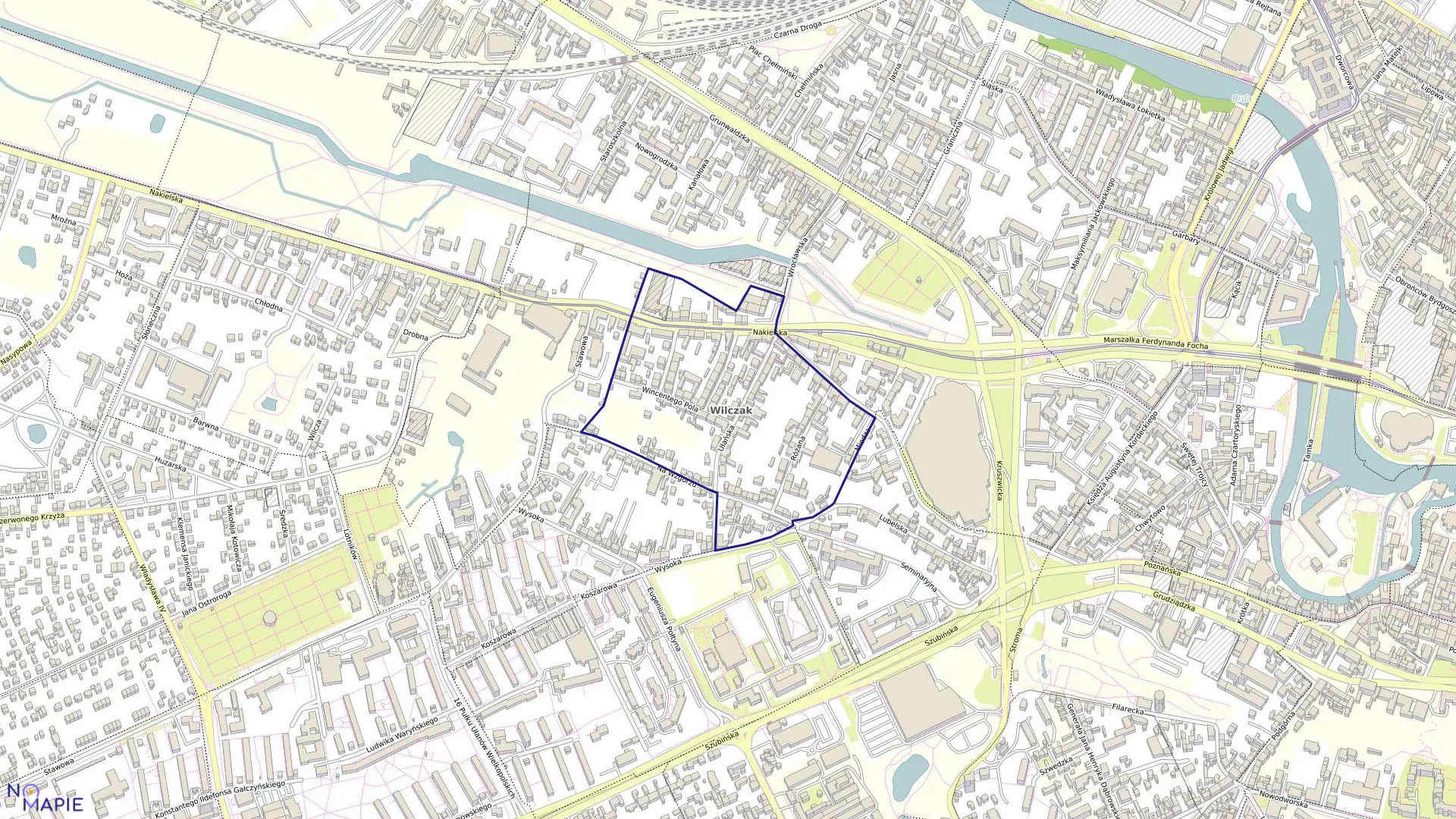 Mapa obrębu 0076 w mieście Bydgoszcz