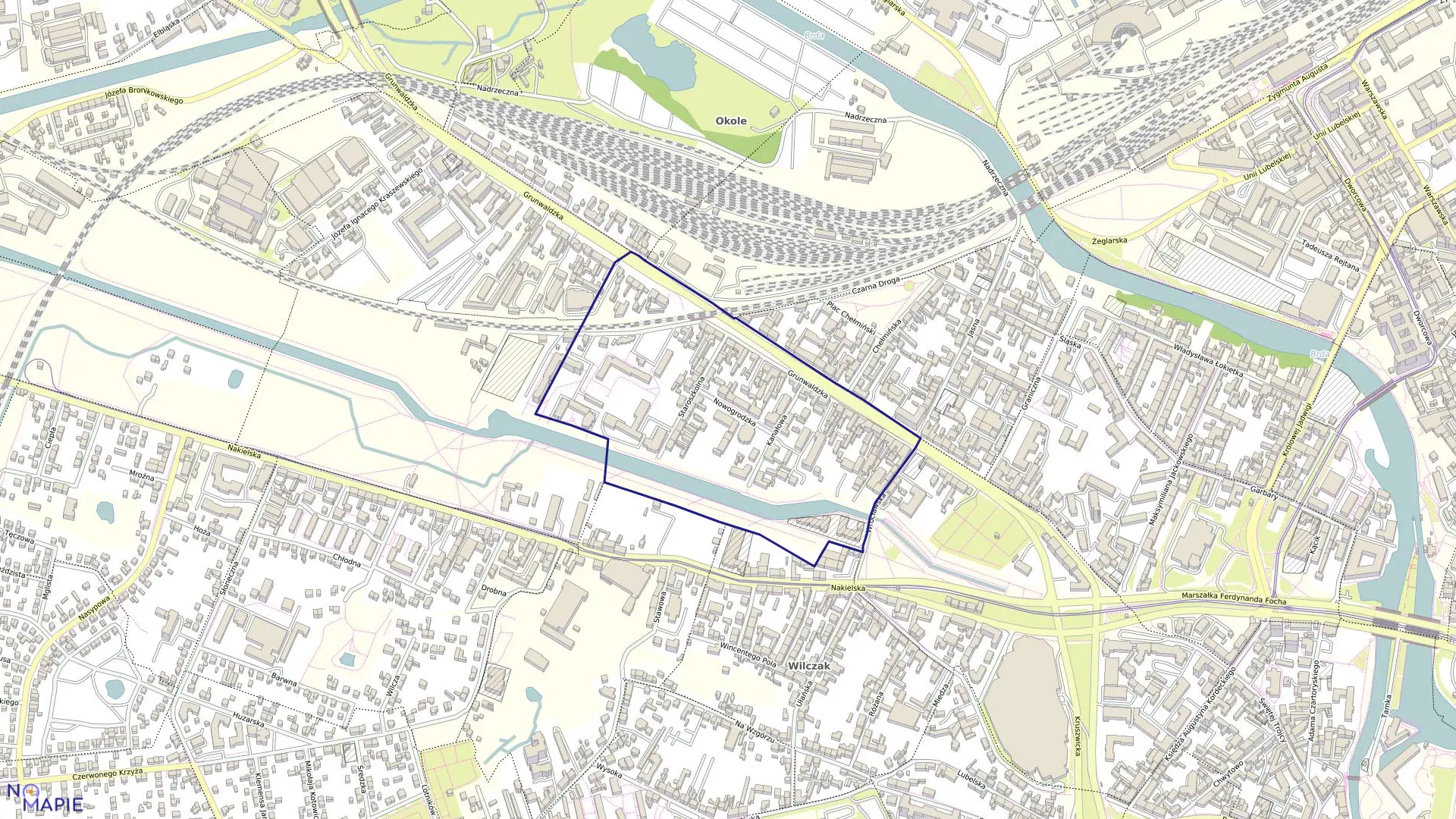 Mapa obrębu 0077 w mieście Bydgoszcz