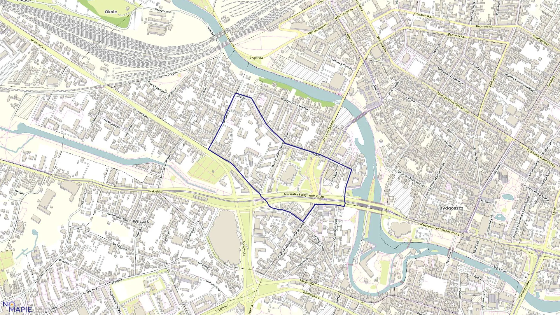 Mapa obrębu 0082 w mieście Bydgoszcz