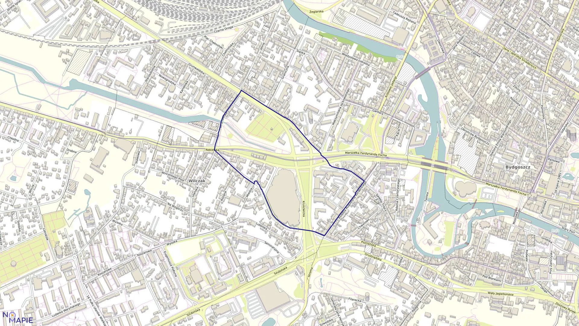 Mapa obrębu 0083 w mieście Bydgoszcz