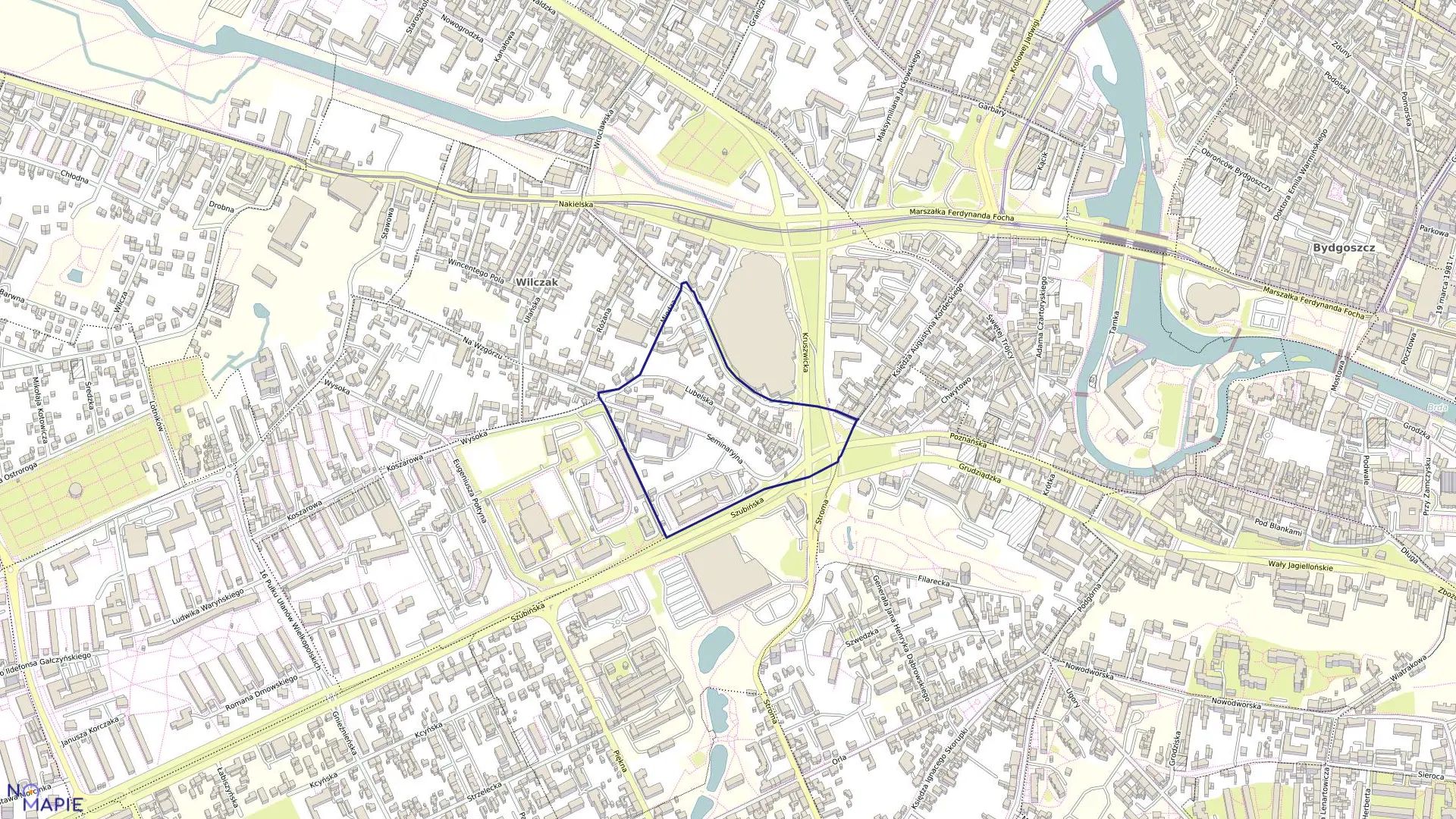 Mapa obrębu 0084 w mieście Bydgoszcz