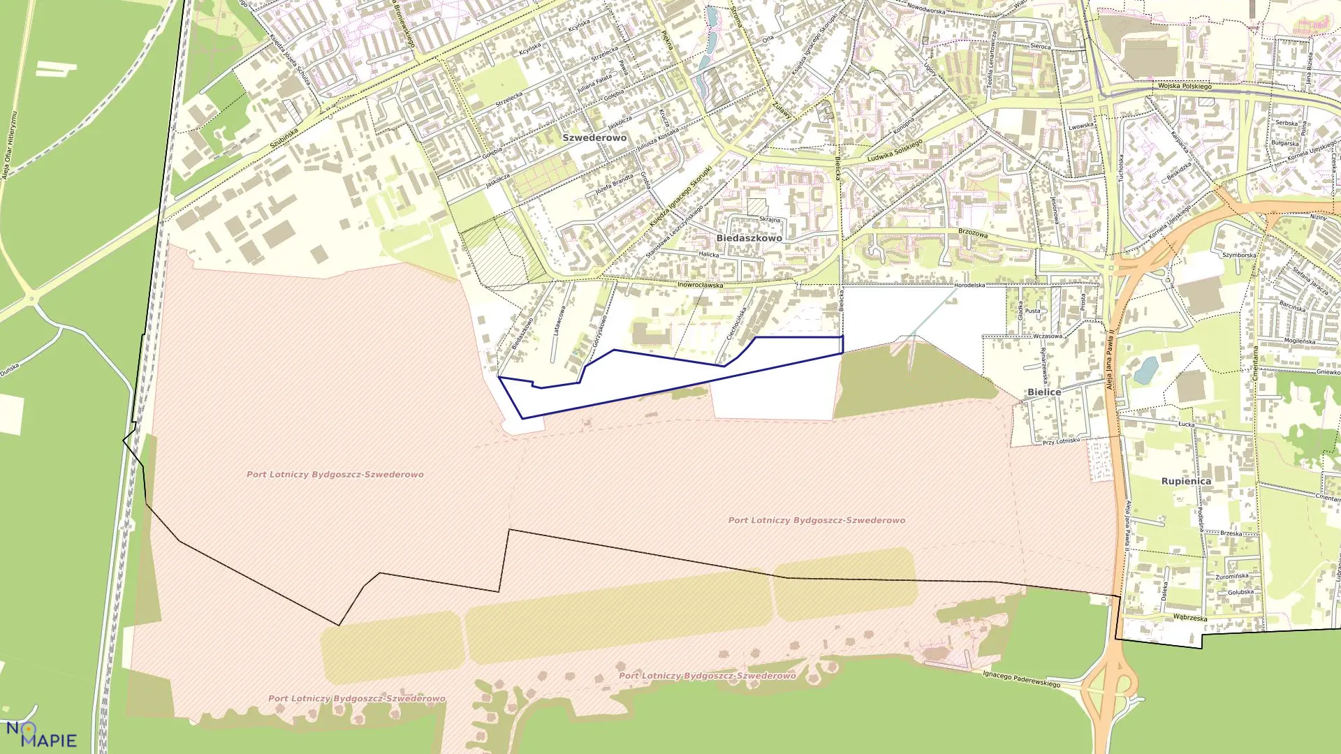 Mapa obrębu 0090 w mieście Bydgoszcz