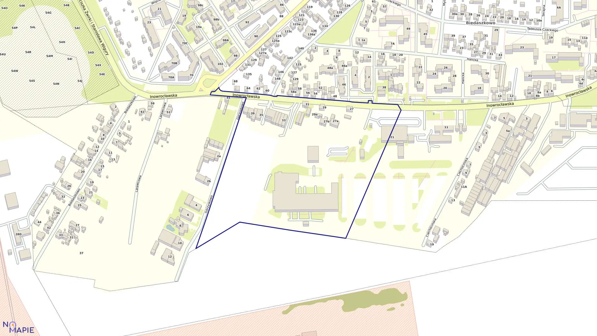 Mapa obrębu 0092 w mieście Bydgoszcz