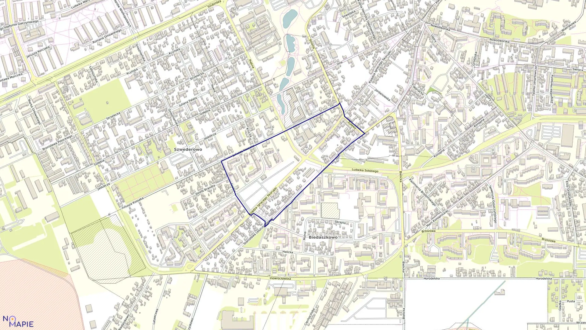 Mapa obrębu 0093 w mieście Bydgoszcz