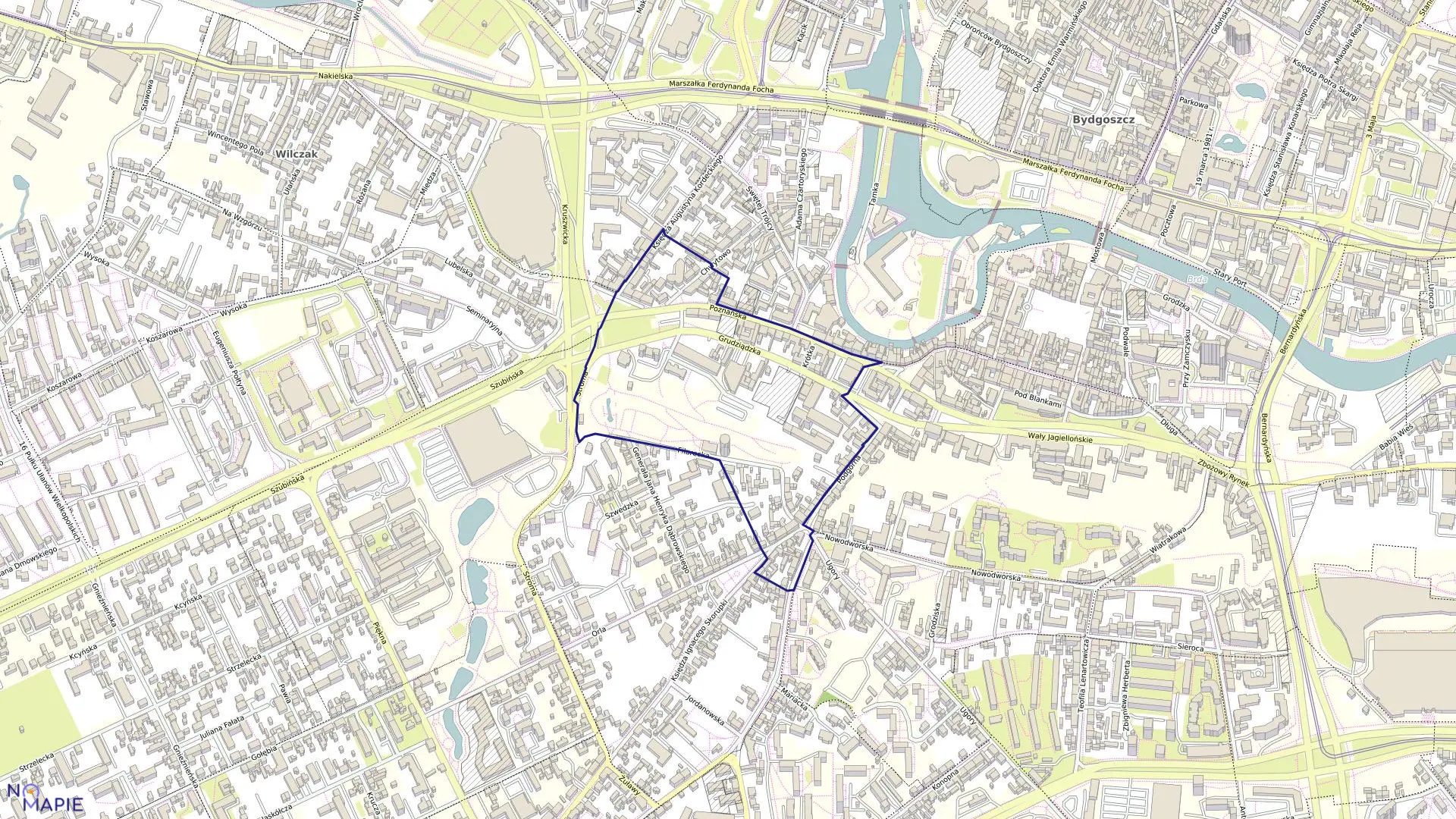 Mapa obrębu 0096 w mieście Bydgoszcz