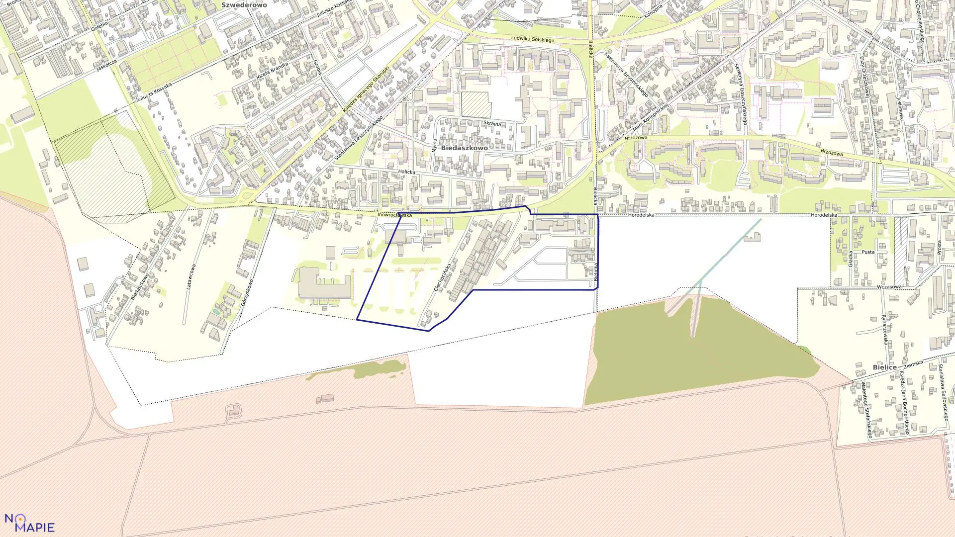 Mapa obrębu 0102 w mieście Bydgoszcz