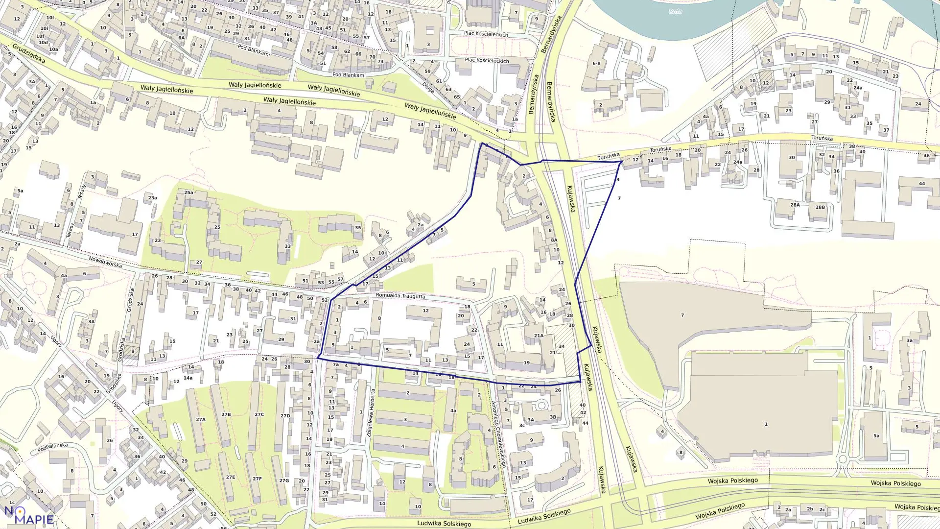 Mapa obrębu 0107 w mieście Bydgoszcz