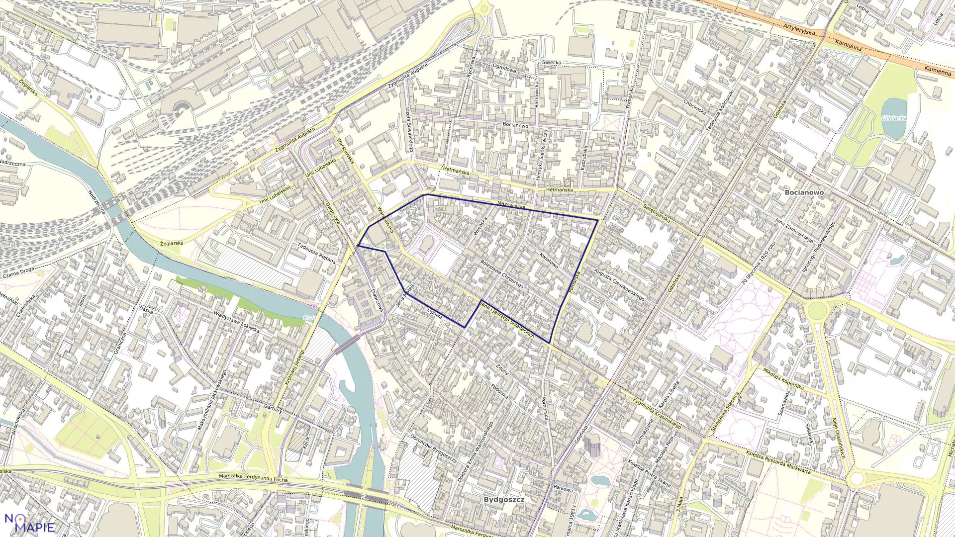 Mapa obrębu 0111 w mieście Bydgoszcz