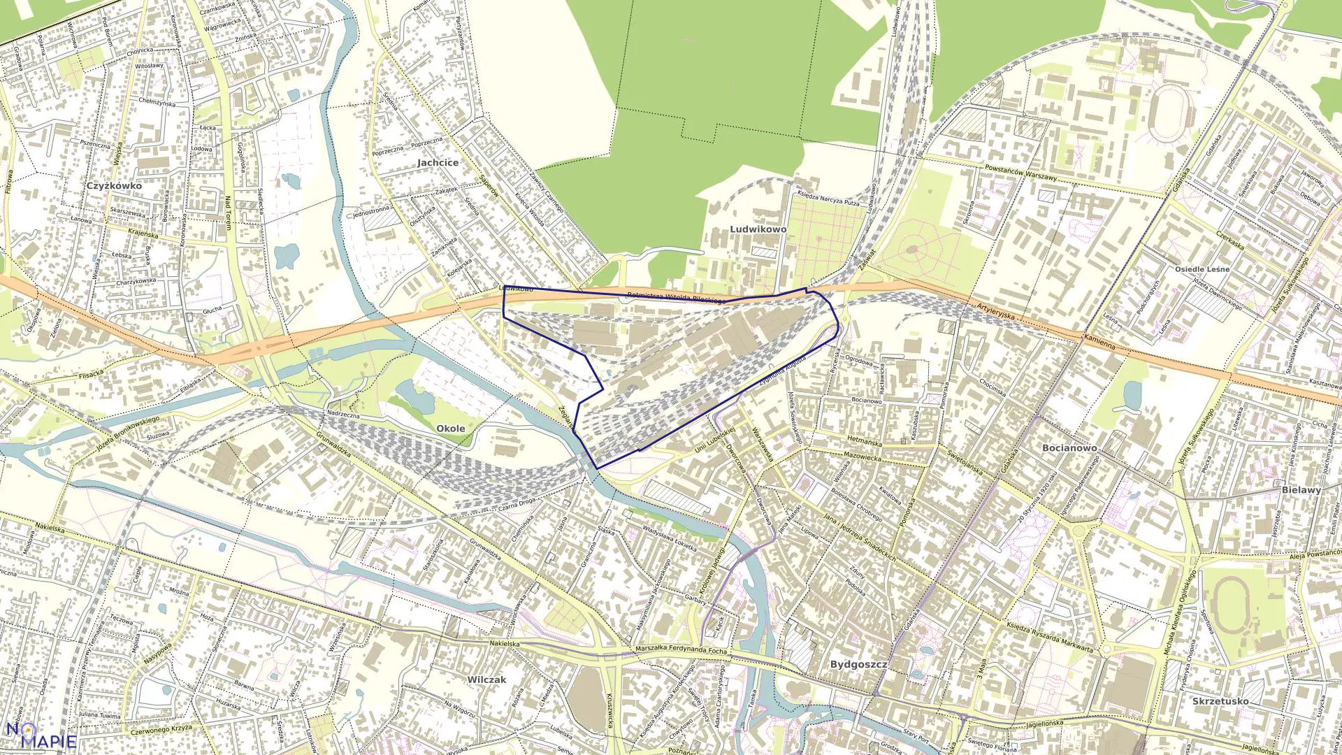 Mapa obrębu 0114 w mieście Bydgoszcz