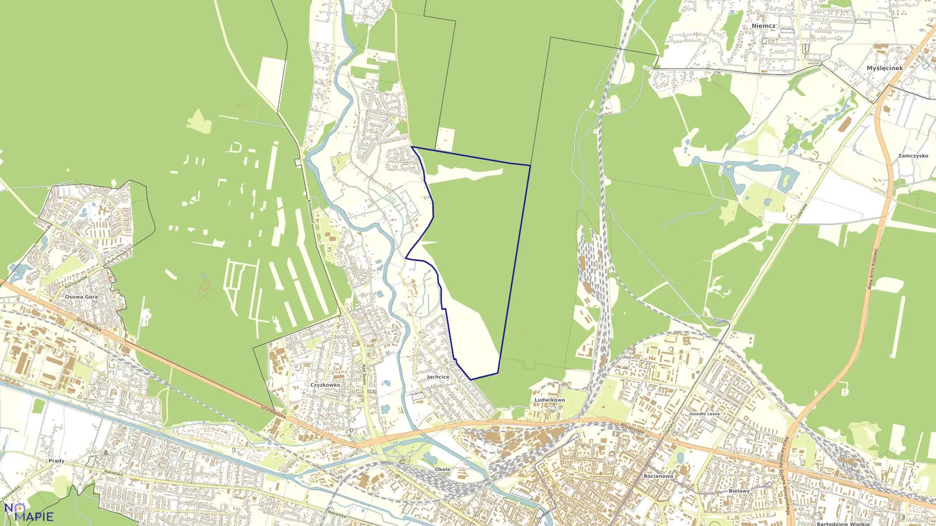 Mapa obrębu 0117 w mieście Bydgoszcz