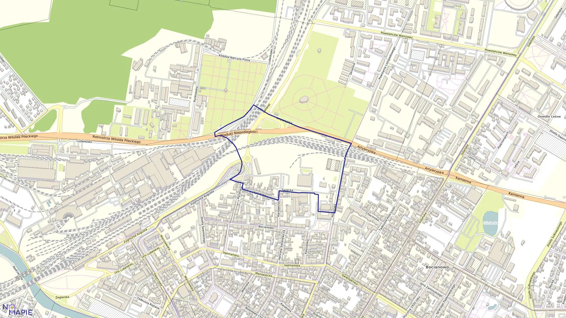 Mapa obrębu 0118 w mieście Bydgoszcz