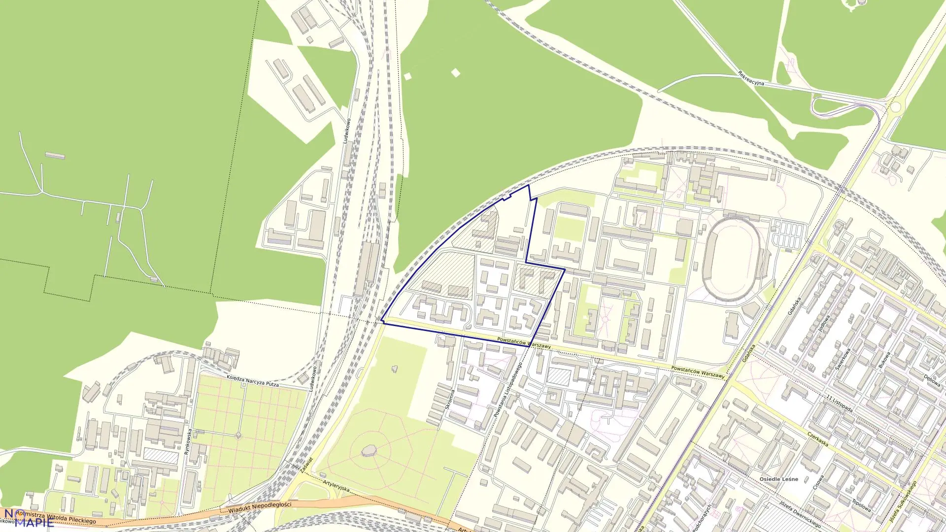 Mapa obrębu 0121 w mieście Bydgoszcz