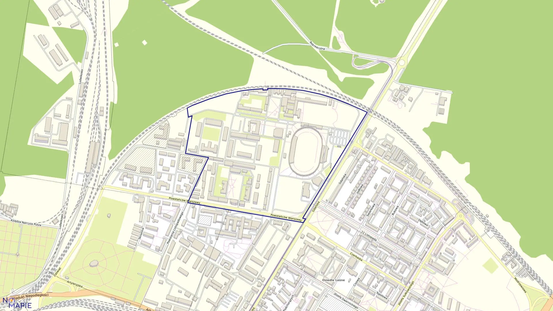 Mapa obrębu 0122 w mieście Bydgoszcz