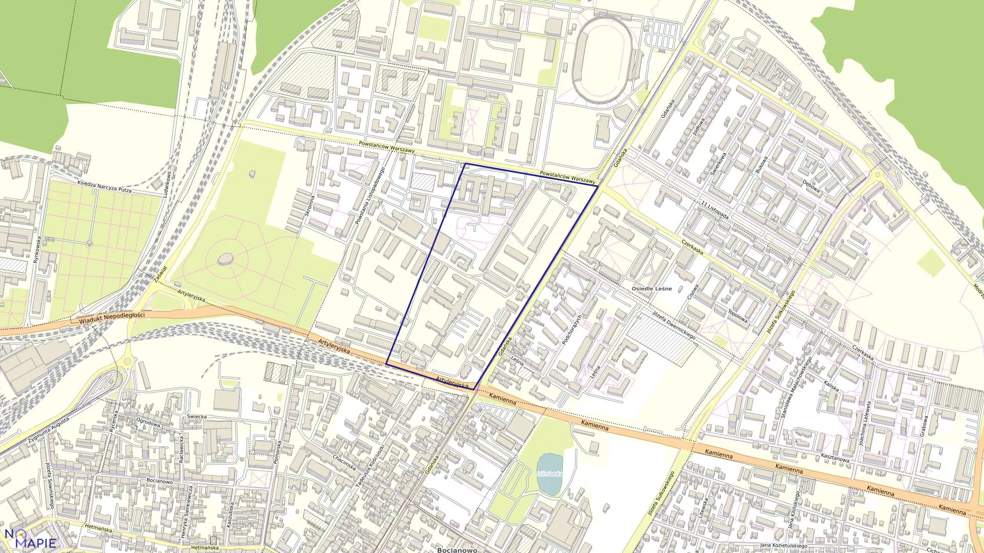 Mapa obrębu 0124 w mieście Bydgoszcz