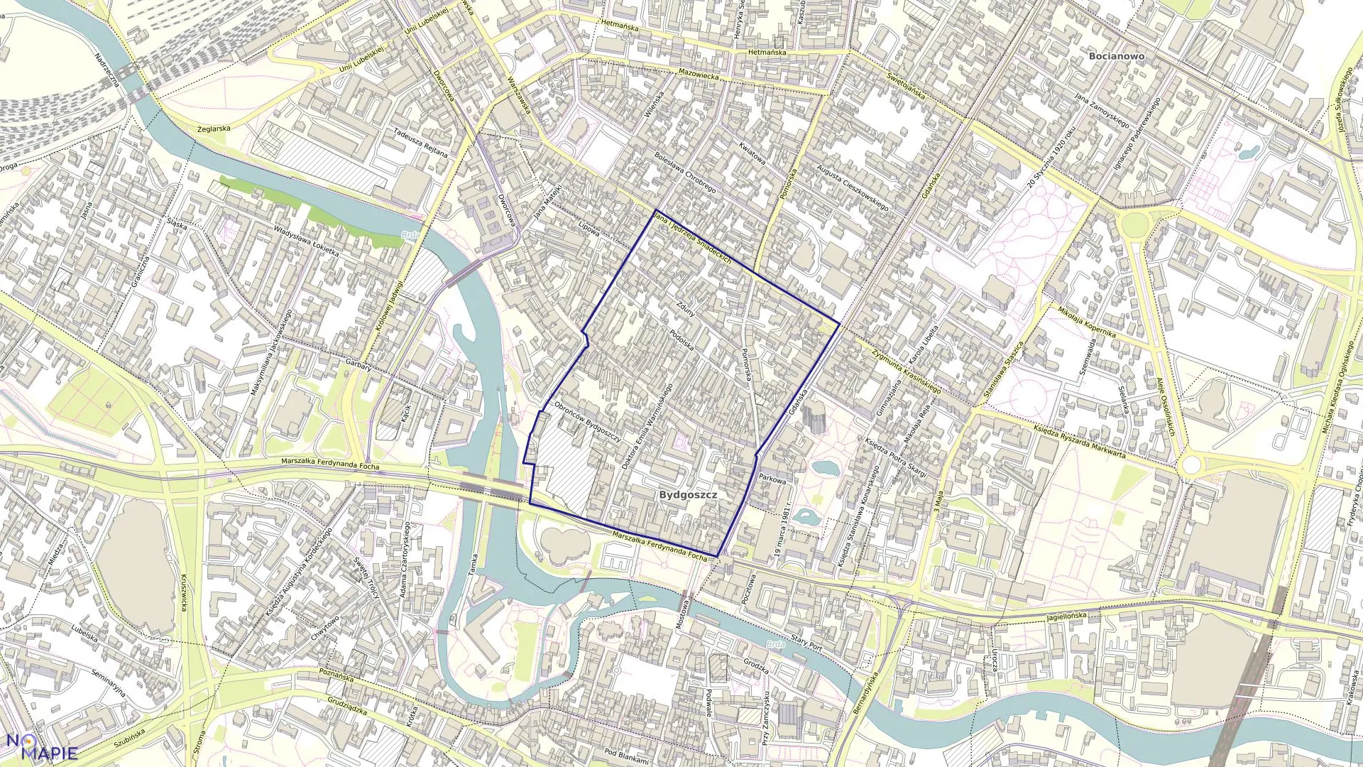 Mapa obrębu 0128 w mieście Bydgoszcz