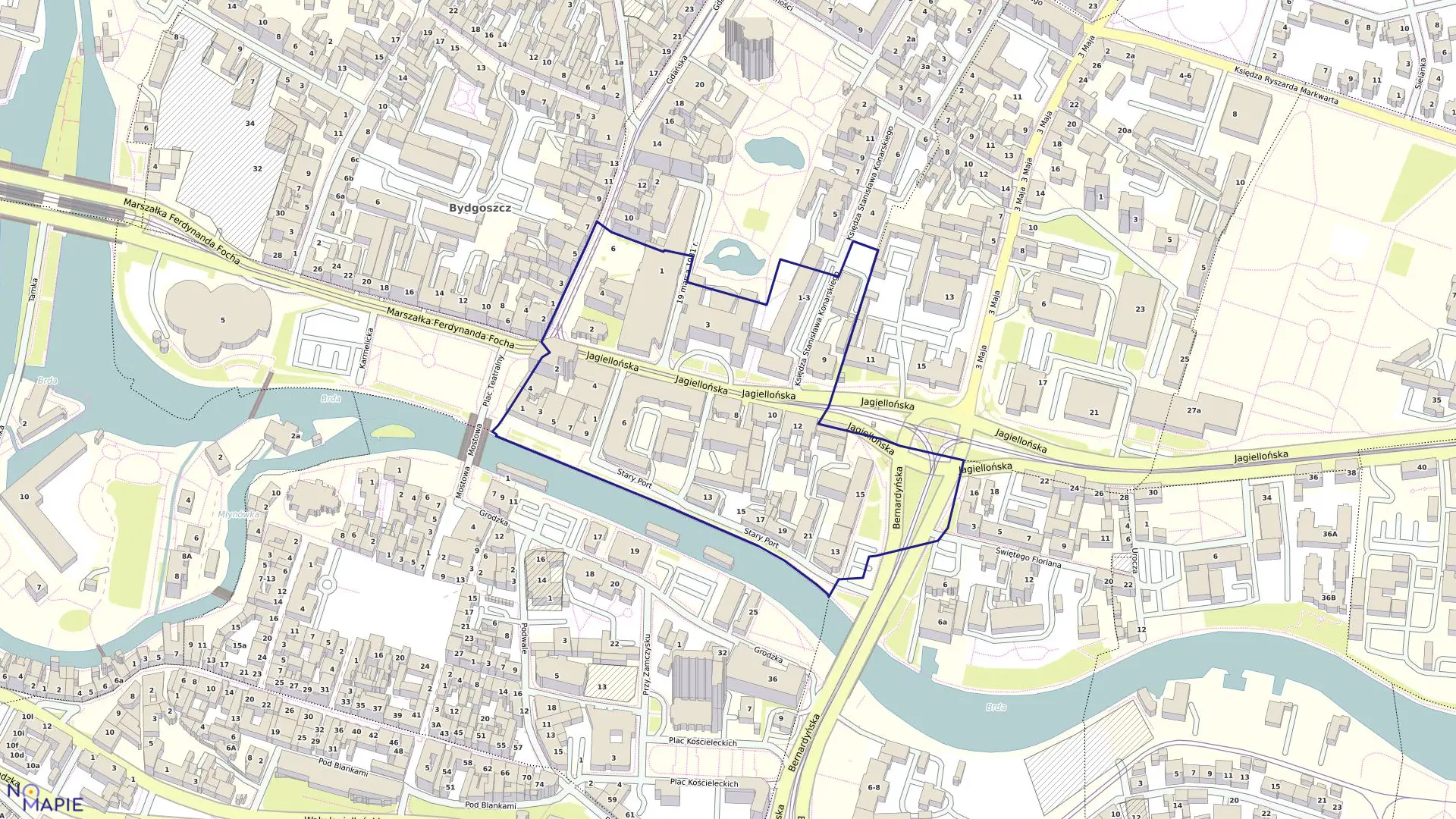 Mapa obrębu 0129 w mieście Bydgoszcz