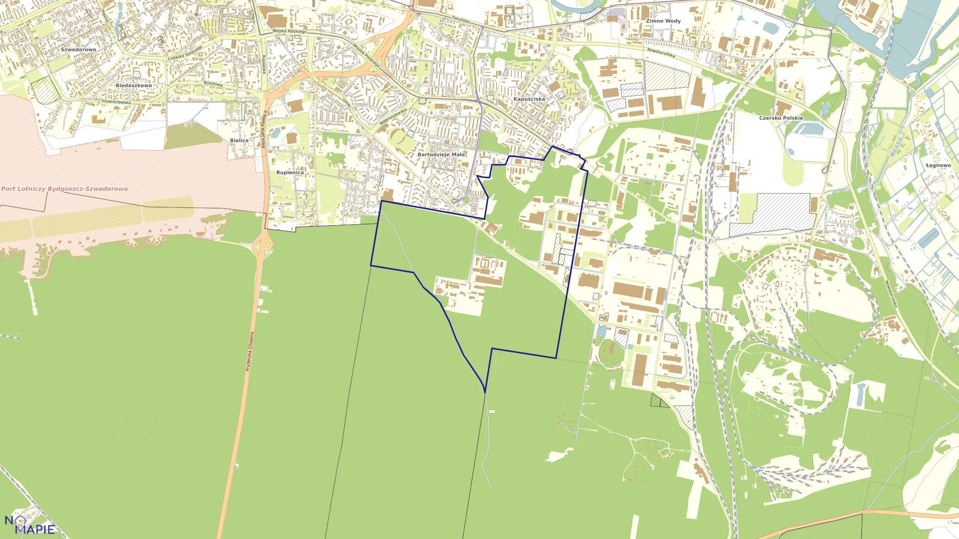 Mapa obrębu 0131 w mieście Bydgoszcz