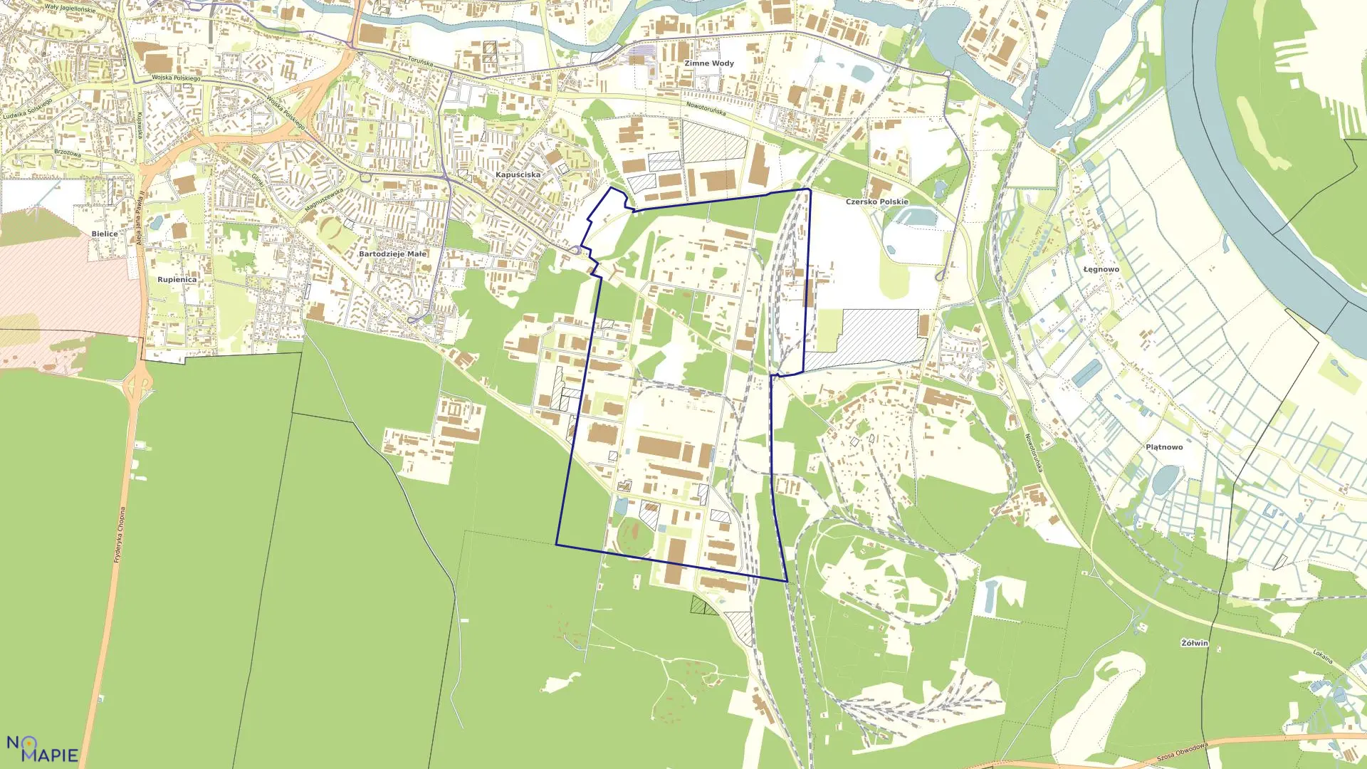 Mapa obrębu 0132 w mieście Bydgoszcz