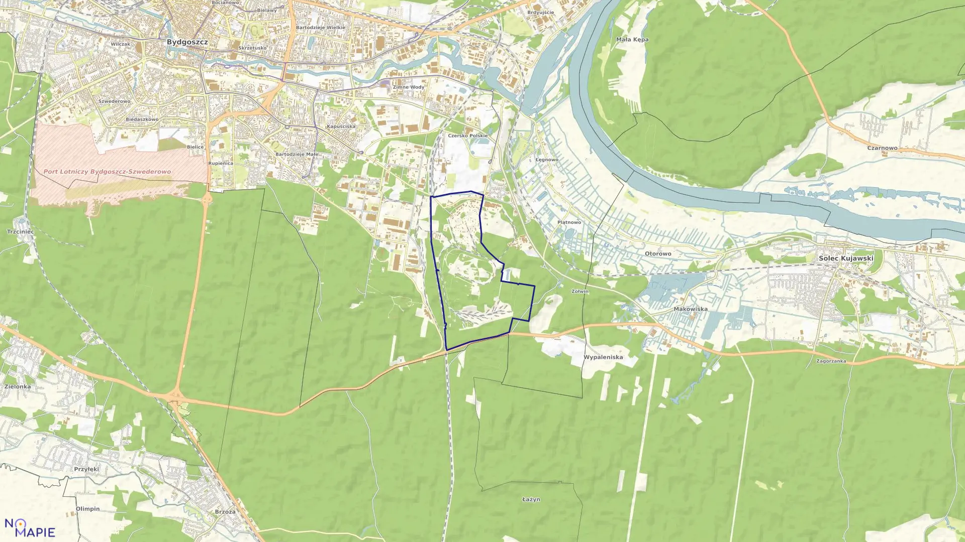 Mapa obrębu 0136 w mieście Bydgoszcz