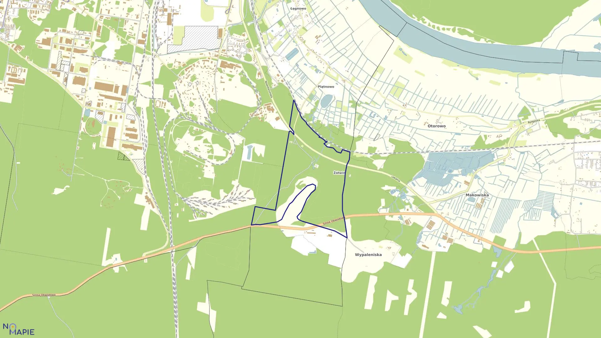 Mapa obrębu 0138 w mieście Bydgoszcz