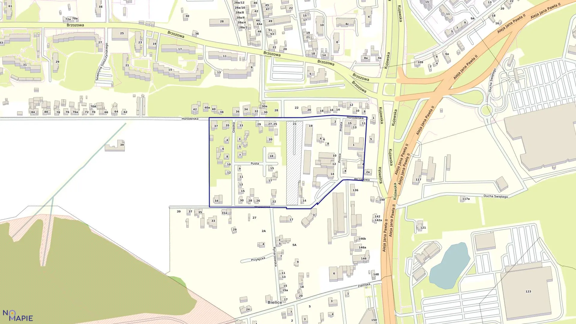 Mapa obrębu 0142 w mieście Bydgoszcz