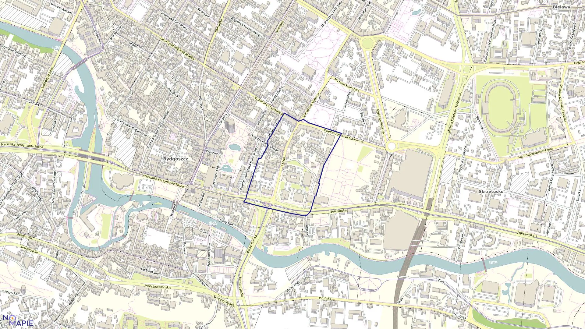 Mapa obrębu 0147 w mieście Bydgoszcz