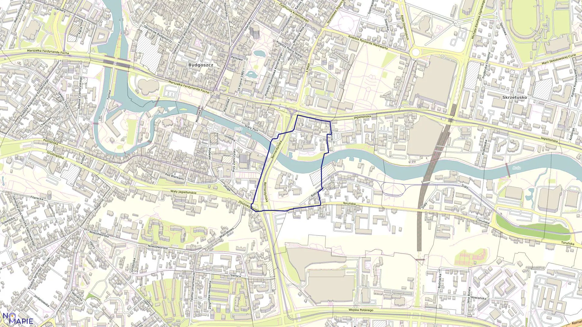 Mapa obrębu 0148 w mieście Bydgoszcz