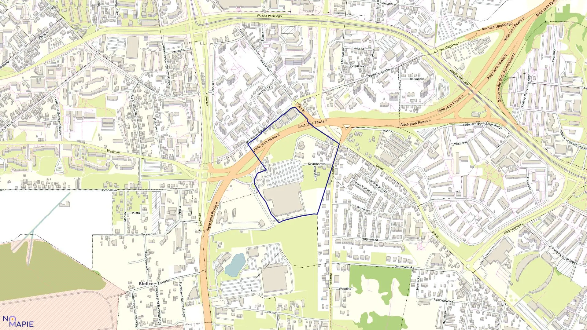 Mapa obrębu 0151 w mieście Bydgoszcz