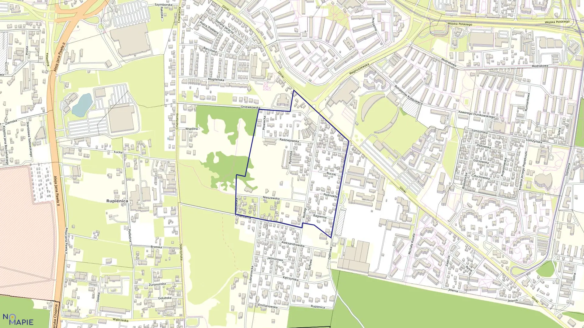 Mapa obrębu 0158 w mieście Bydgoszcz