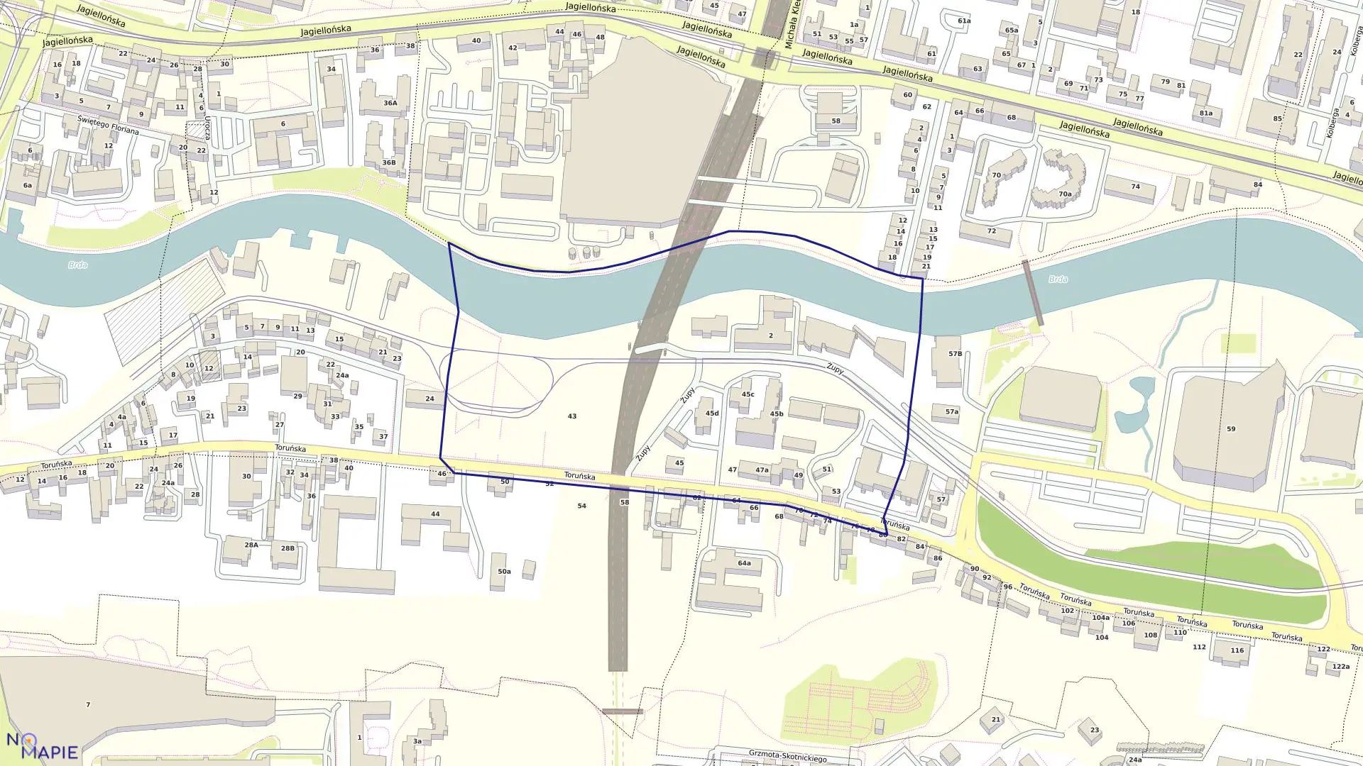 Mapa obrębu 0163 w mieście Bydgoszcz